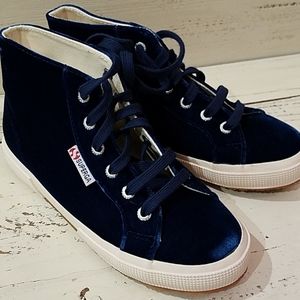 Superga blue velvet high top Sneaker